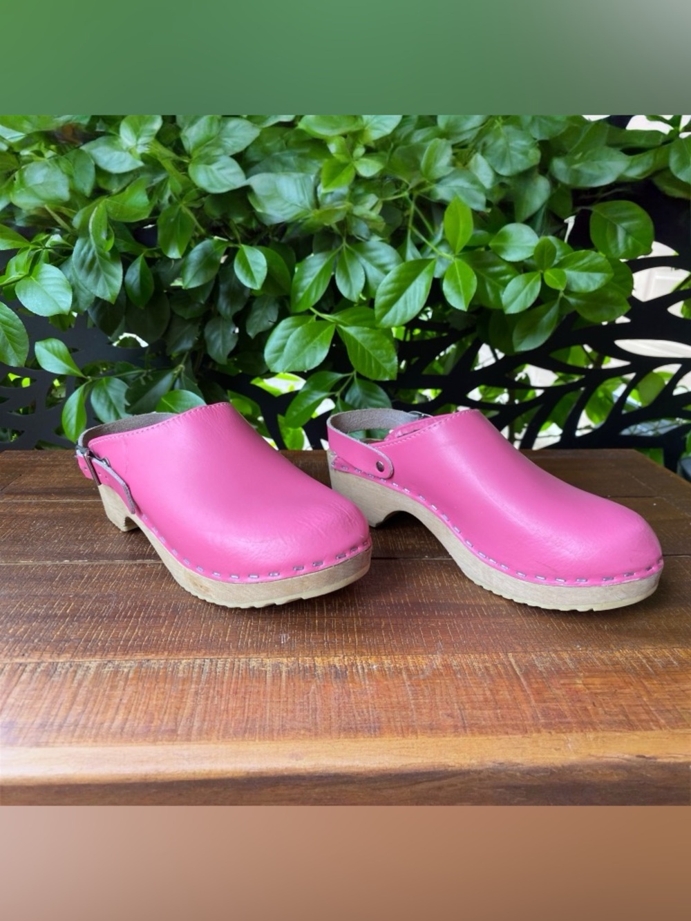 Hanna Andersson Pink Leather Clogs with Back Strap